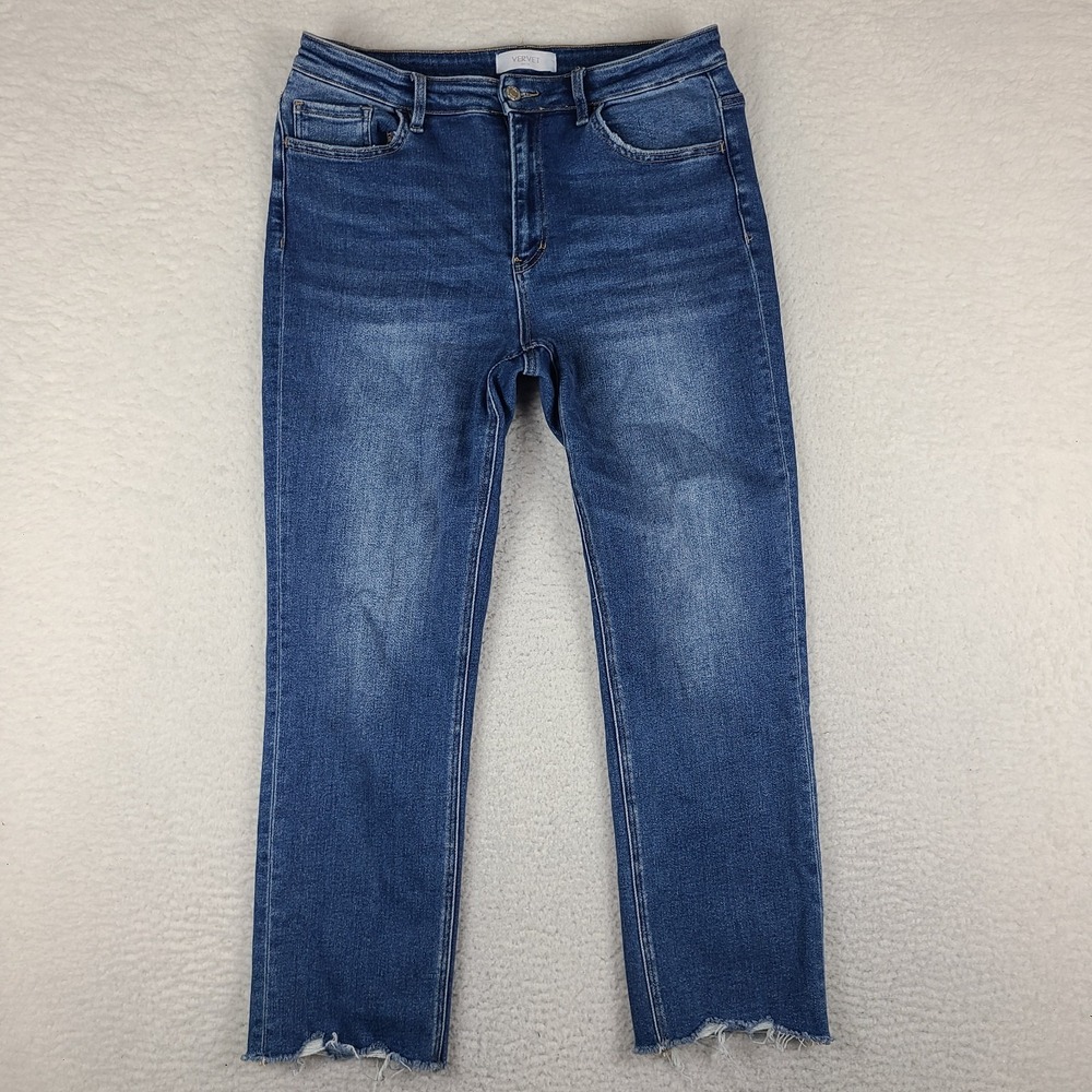 Vervet Blue Jeans Womens 32 Blue Straight Crop Medium Wash Denim t5911